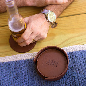 brown leather cup coaster