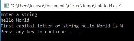 To find the first capital letter in a given string