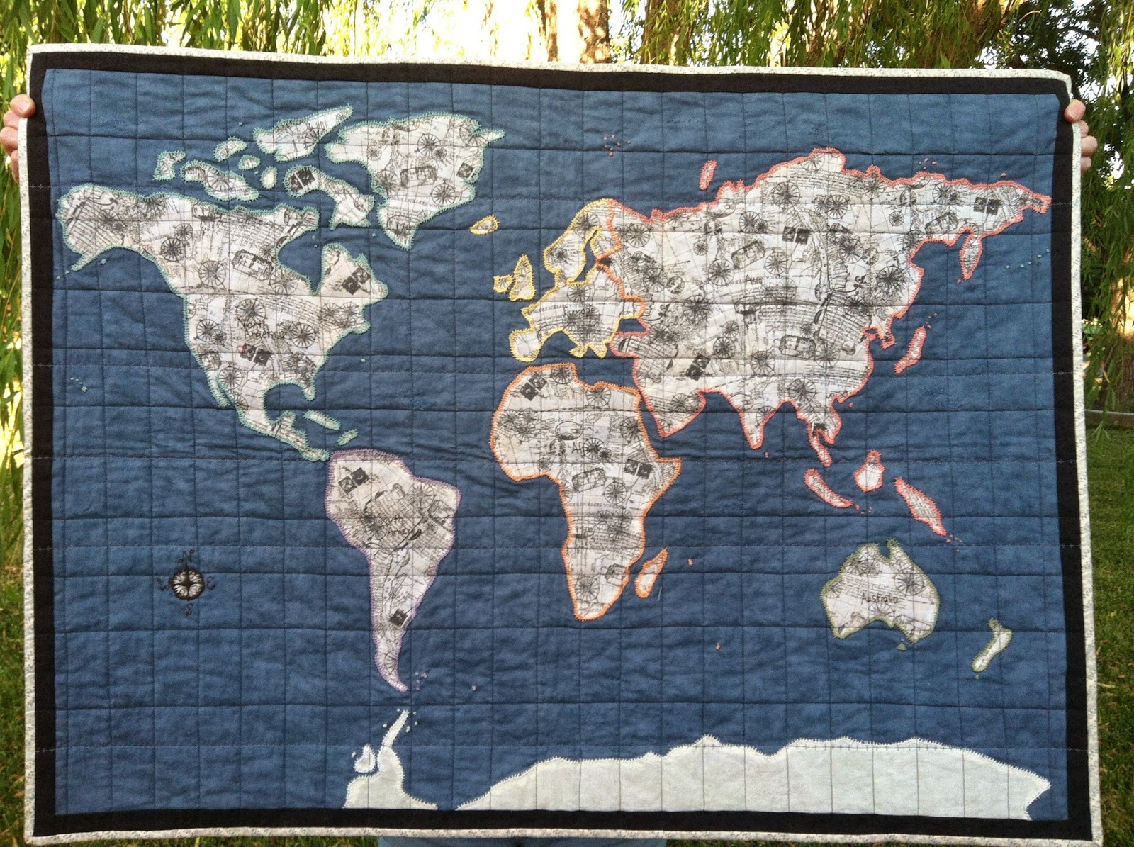 Map Of The World Quilt I googled map quilts and couldn't find anything that I loved, or actually anything at all, so I set off to find a map of the right size and use it as ...