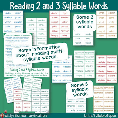 Everything You Ever Wanted to Know About Syllables... and Then Some: This post discusses the 6 syllable types and why these are important in learning to read. It includes a multi-syllable resource!!