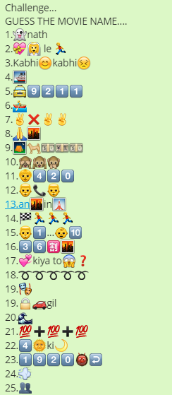 Guess the Movie Name - 100 Movies Whatsapp