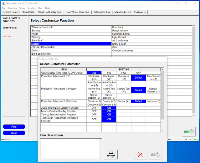 VXDIAG Toyota Techstream Yaris Customization 11