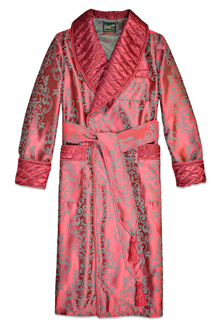 mens red paisley dressing gown quilted silk robe smoking jacket housecoat