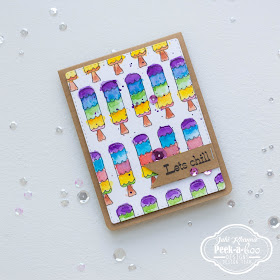 Watercolor card with ice-cream candies with peek-a-boo designs stamps