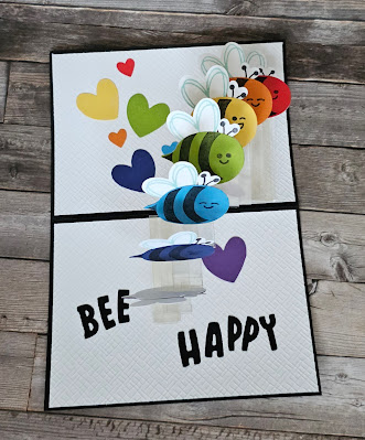 Bee my Valentine stampin up wave fun fold rainbow card