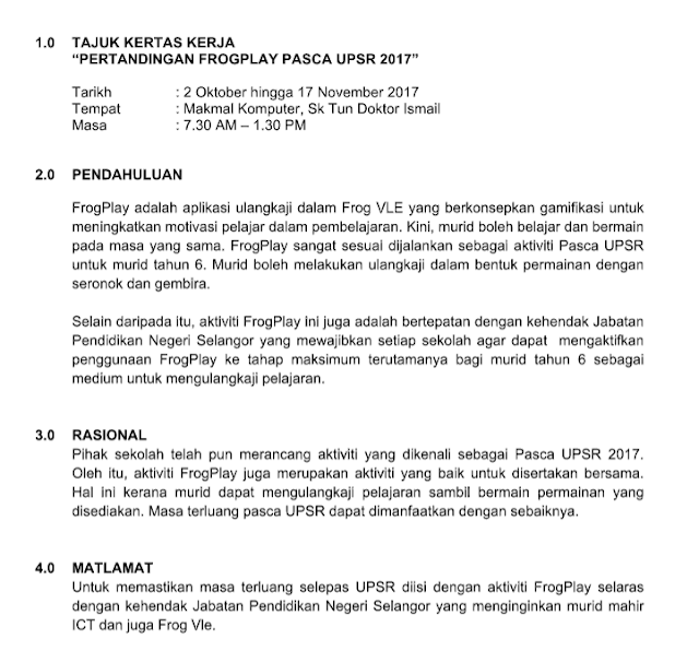 AKTIVITI PASCA UPSR DENGAN FROGPLAY TAHUN 2017