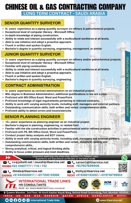 Urgent Requirement Job Vacancy in Gulf, and European Countries