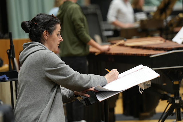 Dobrinka Tabakova at recording sessions with the Hallé in September 2022  (Photo: Alex Burns/Hallé )