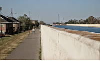 Levees in New Orleans keep the city from being submerged by water.