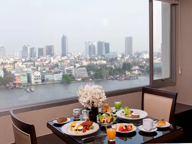 Dining table with river view