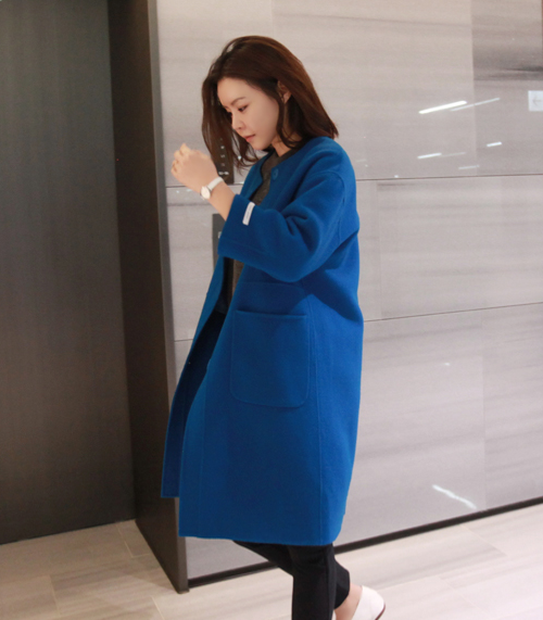 Snap Button Front Long Sleeve Coat