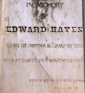 το ταφικό μνημείο του Edward Hayes στο Νεκροταφείο της Ζακύνθου