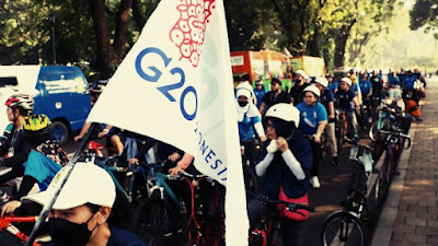 Delegasi G20 EDM-CSWG Bersepeda Di Hari Bebas Kendaraan Bermotor
