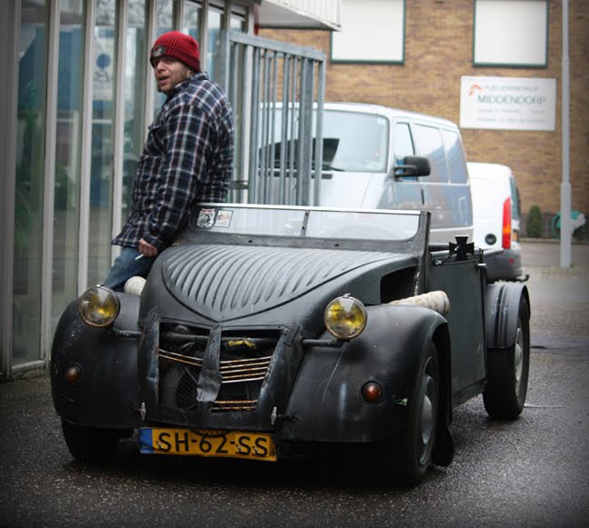 the Blacksmith was cruising his Citroen 2cv pickup today built on a Bates