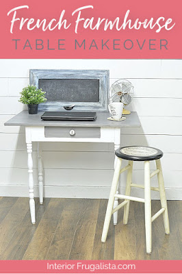 White and Grey French Farmhouse Table Makeover