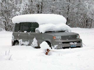 Brenda Wilbee's car buried in snow, Skagway AK