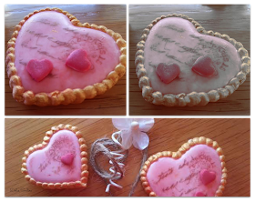 Galleta San Valentín fondant Dolce Sentire Aixa tortolitos decoración