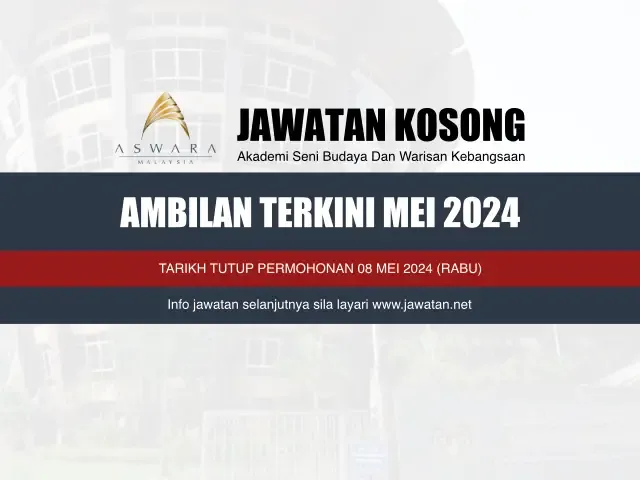 Jawatan Kosong ASWARA Mei 2024