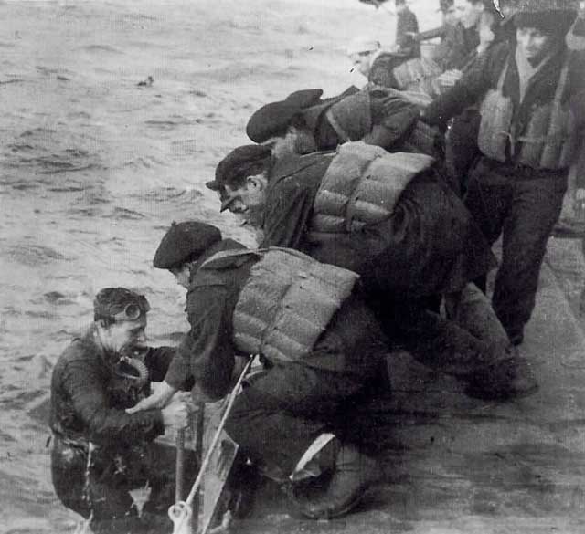 British crewmen being rescued by men of Italian gunboat Circe, 13 February 1942 worldwartwo.filminspector.com