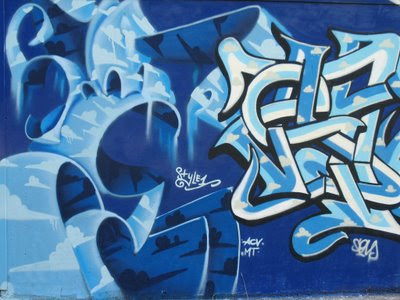 graffiti wallpaper murals. Blue Graffiti Mural Aerosol