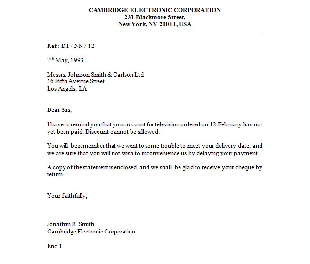 Full Block Style Business Letter of Complaint