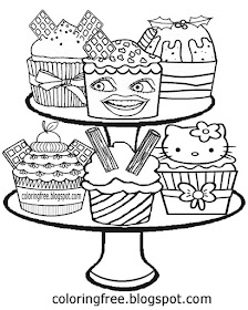 Party food display stand full lovely fairy cakes easy coloring book pages for teenage kids to print