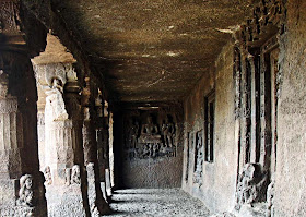 carved corridor of the Aurangabad caves