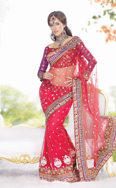 Captivating Red Embroidered Saree