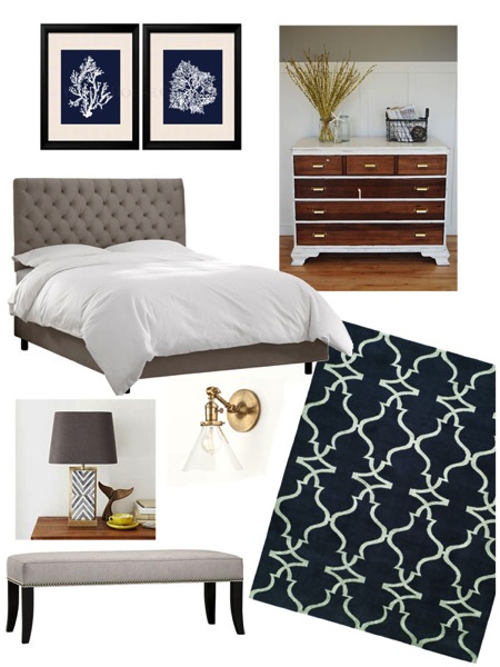 Blue and grey master bedroom