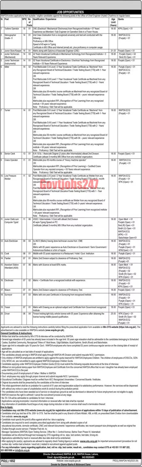 wapda jobs november 2023