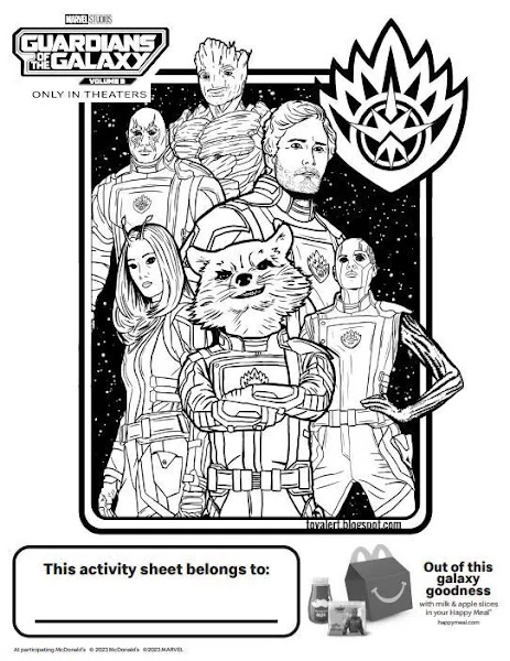 McDonalds Guardians of the Galaxy Coloring and Activity Sheets to download free example of the coloring sheet