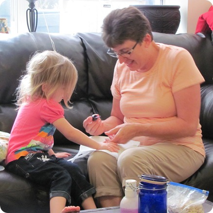 Grandma painting Elaine's nails