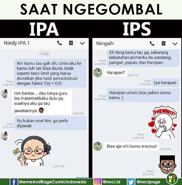 10 Meme Chat Anak IPA vs Anak IPS Ini Kocaknya Bikin  