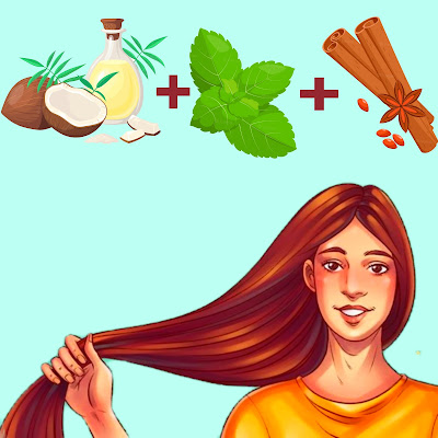 Remède noix de coco, menthe et cannelle pour stimuler la croissance des cheveux