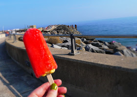 Strawberry Split Ice Cream at the Beach