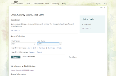Ohio birth records genealogy
