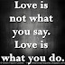 Love is not what you say. Love is what you do.