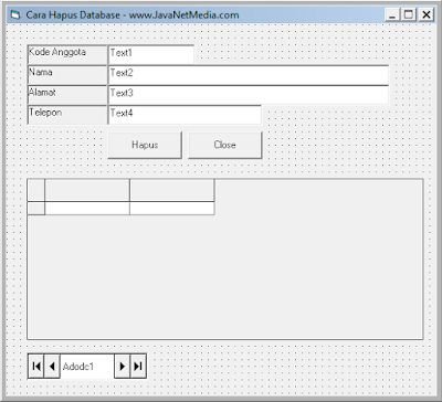  kali ini akan dibahas mengenai Cara Praktis Cara Menghapus Data Di Database Dengan VB 6.0