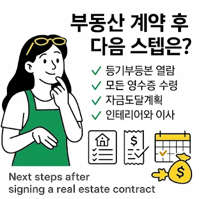 부동산 계약 이후의 진짜 시작_등기, 영수증, 자금조달까지 실전 가이드 일러스트