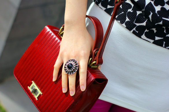 Forever new ring and mouche red doctor bag