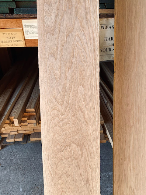 Close up of white oak for DIY shelves