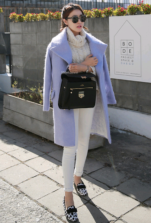 Wide Collar Single Button Coat