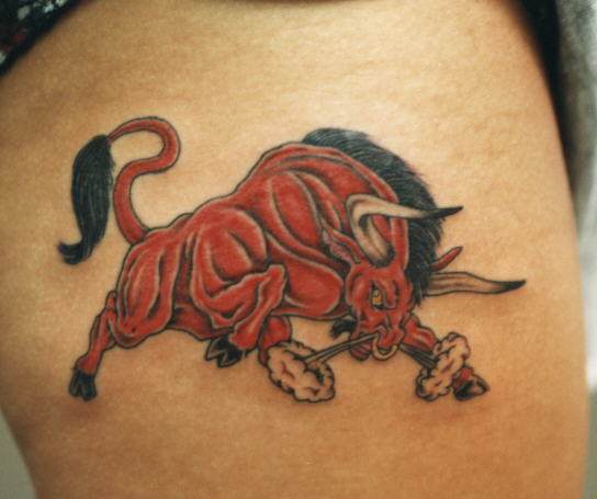 red tattoos. The Malignant Bull Tattoos
