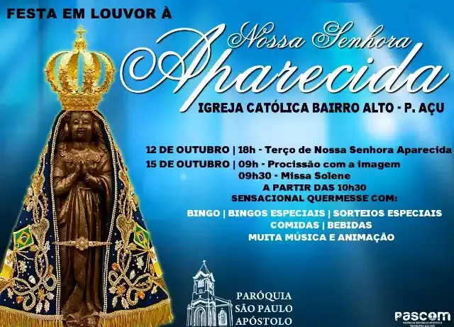 Festa em Louvor a Nossa Senhora Aparecida acontece em Pariquera-Açu