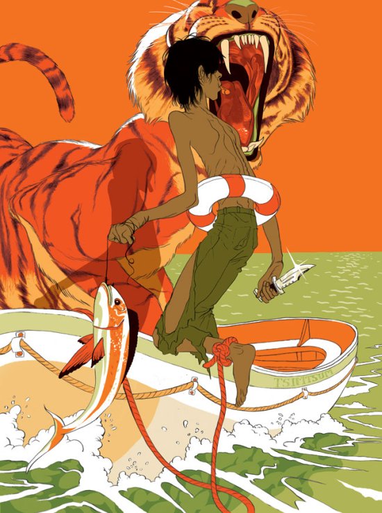 Tomer Hanuka ilustrações posters cartazes filmes vintage As Aventuras de Pi (Life of Pi)