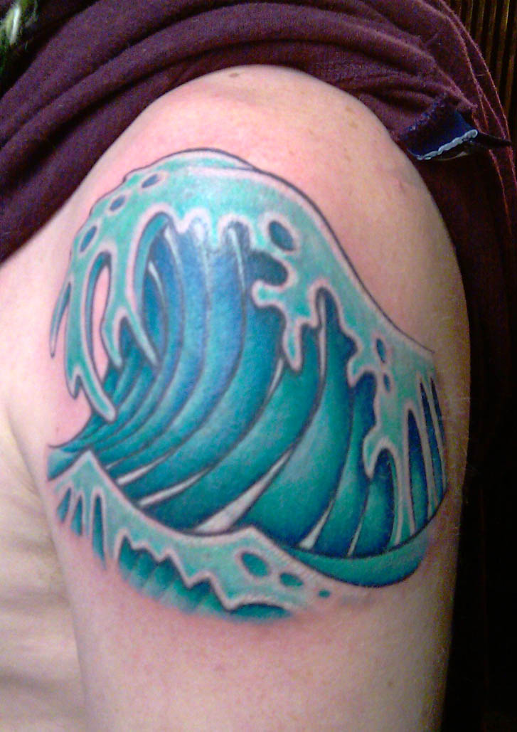 Tattoo; Color, Cover Up, Wave. Posted by Collin Kasyan