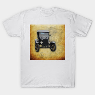 Antique Car on Old Route 66 on and Map T-Shirt