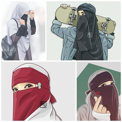  Gambar  kartun  animasi  muslimah keren cantik  lucu  dan  