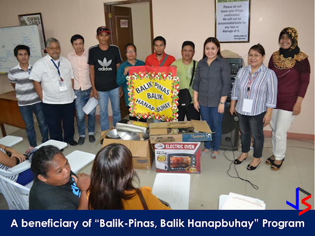 The Department of Labor and Employment (DOLE)  is giving away capital to overseas Filipino domestic workers and “distressed” OFWs who want to do business back home through its "Balik Pinas! Balik Hanapbuhay!" (BPBH) program, DOLE and its attached agency National Reintegration Center for OFWs  (NRCO) provides livelihood skills training and starter kits to distressed women-OFWs to help them start their own enterprise.According to DOLE 71 OFWs have already benefited from the livelihood program in Region VII.   “We coordinated with Cebu City’s Department of Manpower Placement and Development or DMDP for the conduct of the livelihood skills training on cookery afforded to the OFWs affected, in partnership with the local government unit of Barangay Cogon Central Ramos,”  NRCO 7 Regional Coordinator Dexter F. Paro said.  In Region IX, The Overseas Workers Welfare Administration Regional Welfare Office  (OWWA RWO-IX) recently awarded livelihood kits to twelve (12) distressed OFW through the "Balik-Pinas, Balik Hanapbuhay" Program. The program beneficiaries received utensils and equipments for putting up a carinderia, a burger stand, or a bakery, whichever business they want to start for their livelihood.       What is “Balik Pinas, Balik Hanap Buhay”  Program?      “Balik Pinas! Balik Hanapbuhay!” Program is one-time-availment of non-cash, livelihood assistance intended to provide immediate help to returning OFWs who were displaced from their jobs overseas caused by  political conflicts/wars in their host countries, OFWs who suffered maltreatment, or victimized by human trafficking or similar distressful circumstances.   The livelihood assistance amounting to P10,000 which includes of techno-skills and/or entrepreneurship trainings, starter kits and other services that will enable beneficiaries to quickly start an income generating business. The program aims to enable the beneficiaries to gain and develop skills through access to training services and programs from the agencies like TESDA, DTI, and NGOs.   It also equips the beneficiaries with skills that are highly in demand in the local labor market and enables them to plan, set-up, start and maintain a livelihood by providing them with ready-to-go rollout self-employment package of services, consisting of short courses, start-up kits, business counseling and technical and marketing assistance.     However, OWWA members with finished employment contracts shall not be entitled to this Program. The Program can be availed only once by eligible beneficiaries and within one year after return to the country.       RECOMMENDED: ON JAKATIA PAWA'S EXECUTION: "WE DID EVERYTHING.." -DFA  BELLO ASSURES DECISION ON MORATORIUM MAY COME OUT ANYTIME SOON  SEN. JOEL VILLANUEVA  SUPPORTS DEPLOYMENT BAN ON HSWS IN KUWAIT  AT LEAST 71 OFWS ON DEATH ROW ABROAD  DEPLOYMENT MORATORIUM, NOW! -OFW GROUPS  BE CAREFUL HOW YOU TREAT YOUR HSWS  PRESIDENT DUTERTE WILL VISIT UAE AND KSA, HERE'S WHY  MANPOWER AGENCIES AND RECRUITMENT COMPANIES TO BE HIT DIRECTLY BY HSW DEPLOYMENT MORATORIUM IN KUWAIT  UAE TO START IMPLEMENTING 5%VAT STARTING 2018  REMEMBER THIS 7 THINGS IF YOU ARE APPLYING FOR HOUSEKEEPING JOB IN JAPAN  KENYA , THE LEAST TOXIC COUNTRY IN THE WORLD; SAUDI ARABIA, MOST TOXIC  "JUNIOR CITIZEN "  BILL TO BENEFIT POOR FAMILIES