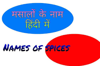 Names of spices in english and hindi,masalo ke naam : मसालों के नाम हिंदी में